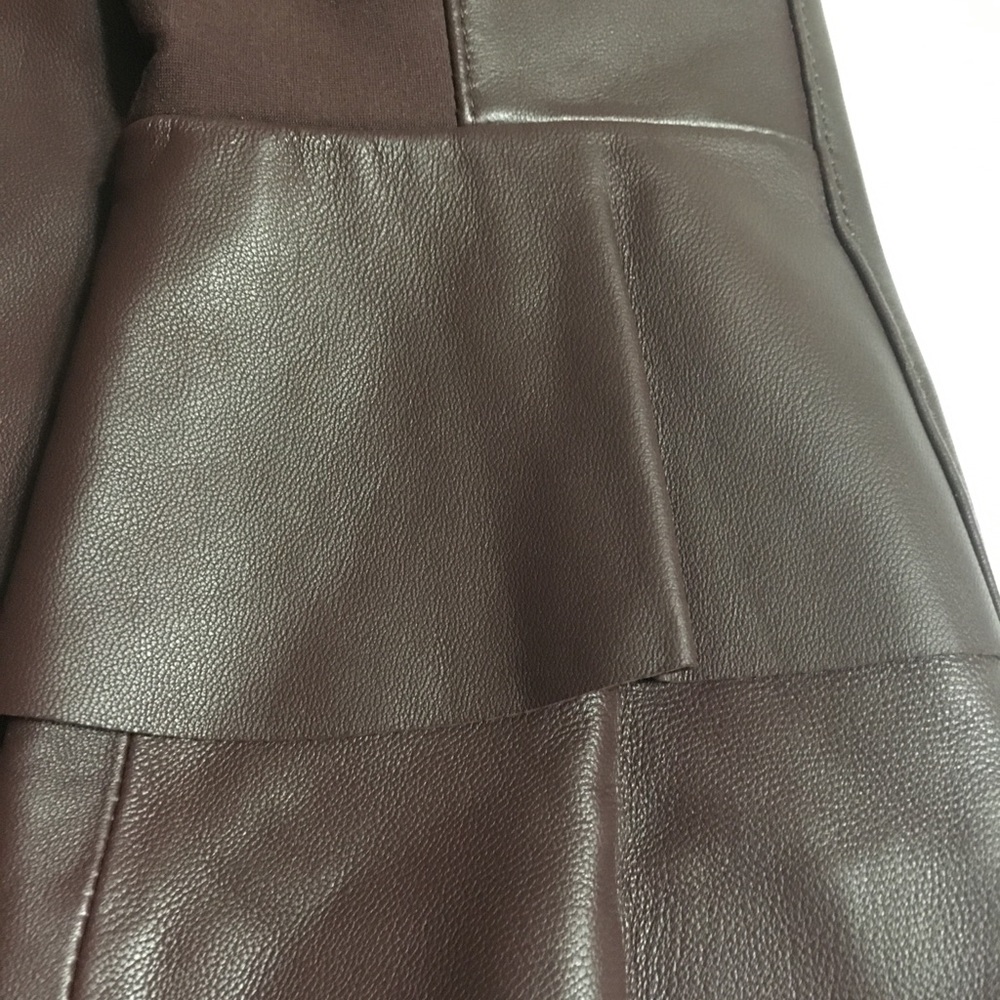 WHBM Peplum Leather Bodice Top Deep Claret Size 10 - Picture 3 of 11